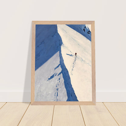 Affiche Coureur de montagne Encadrée, cadre bois 30x40 cm