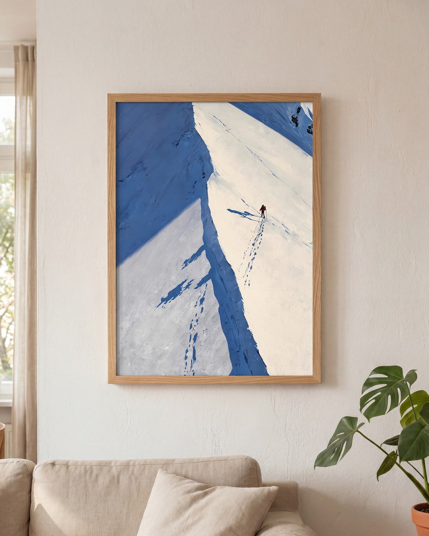 Affiche Coureur de montagne Encadrée, mockup en situation dans un interieur, Muchimura