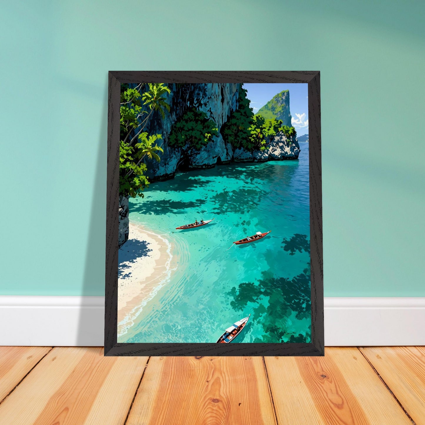 Affiche Crique de Phi Phi Encadrée, cadre noir 30x40 cm