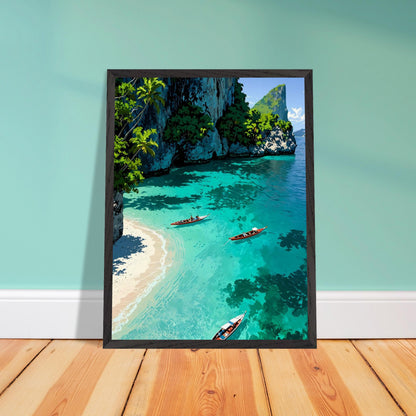 Affiche Crique de Phi Phi Encadrée, cadre noir 45x60 cm