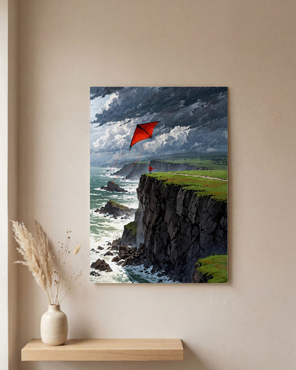 Affiche Enfant et Cerf-Volant, mockup sur un mur epure, Muchimura