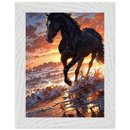 Affiche Étalon Noir Encadrée, cadre blanc 15x20 cm