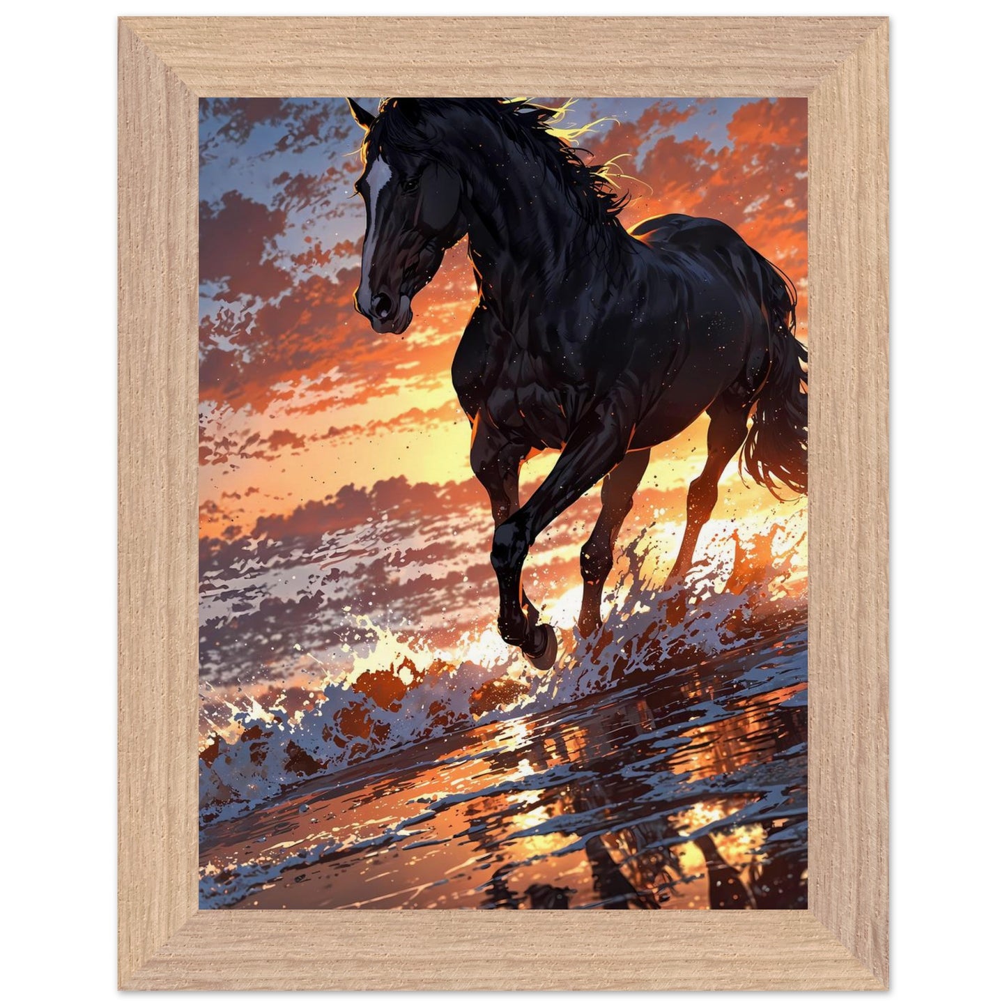 Affiche Étalon Noir Encadrée, cadre bois 15x20 cm