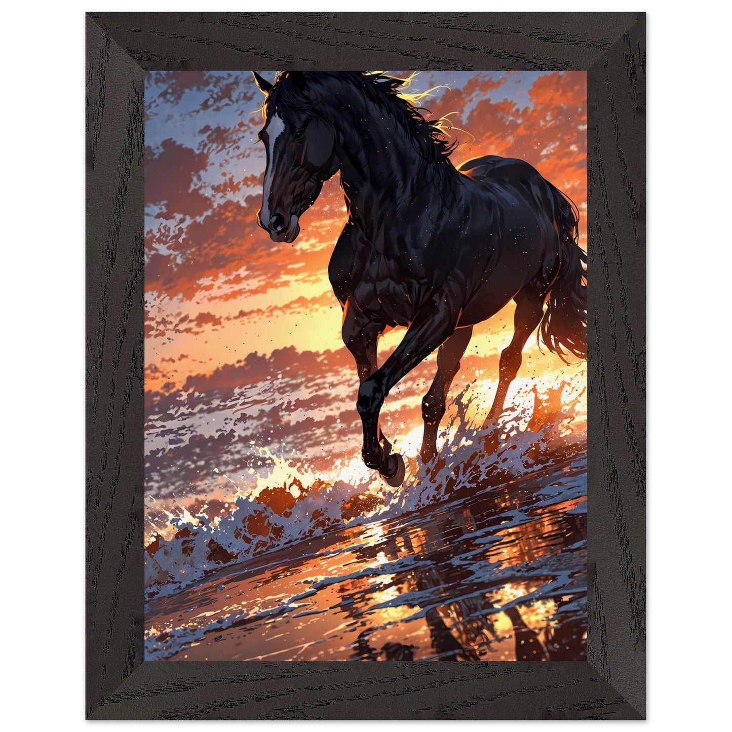 Affiche Étalon Noir Encadrée, cadre noir 15x20 cm