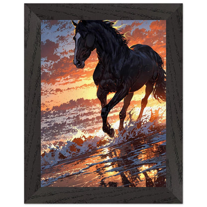 Affiche Étalon Noir Encadrée, cadre noir 15x20 cm