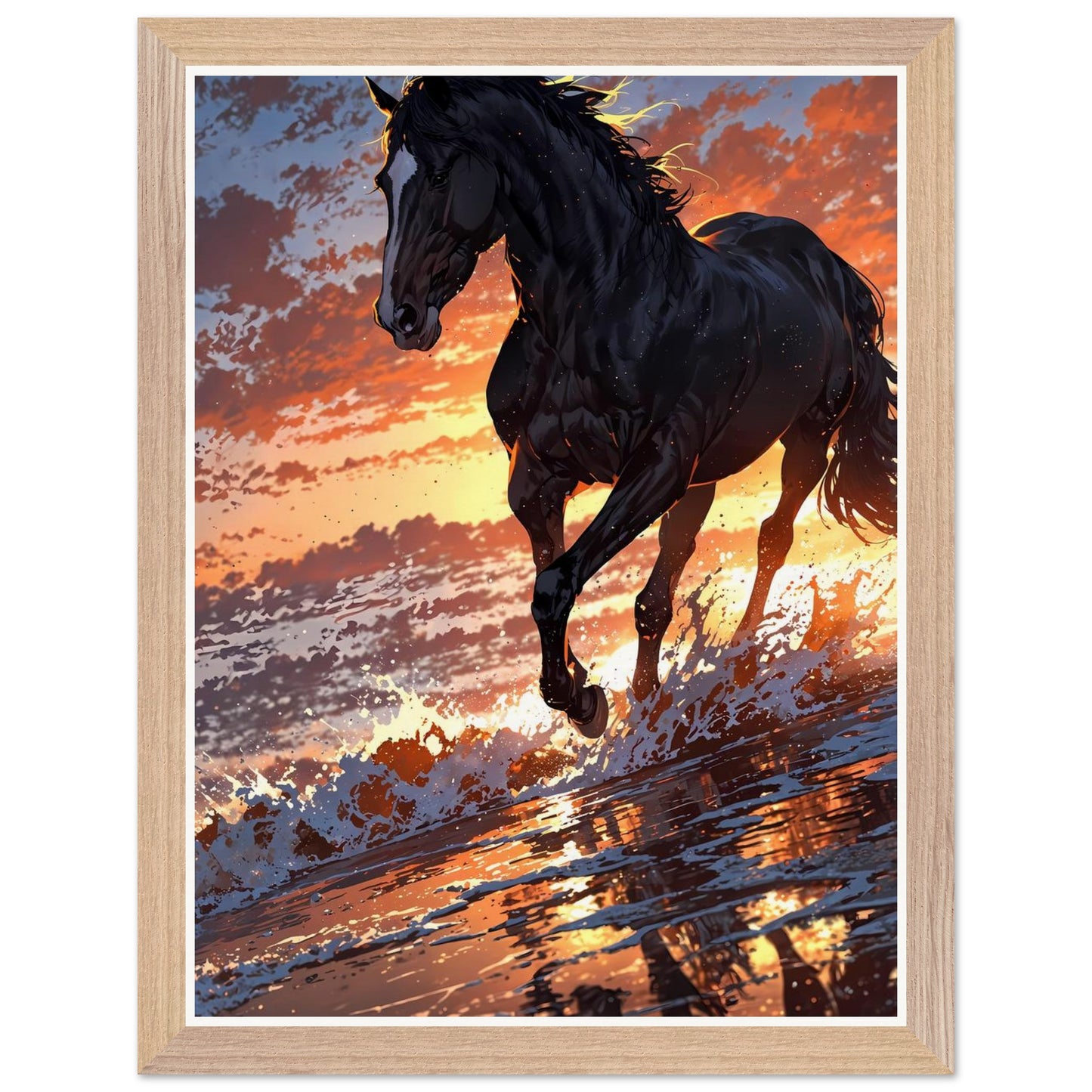 Affiche Étalon Noir Encadrée, cadre bois 30x40 cm