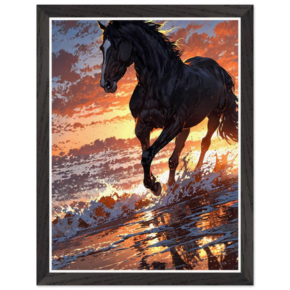 Affiche Étalon Noir Encadrée, cadre noir 30x40 cm