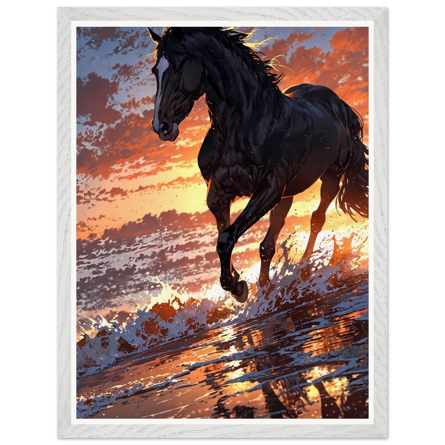 Affiche Étalon Noir Encadrée, cadre blanc 45x60 cm