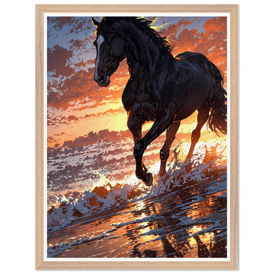 Affiche Étalon Noir Encadrée, cadre bois 45x60 cm