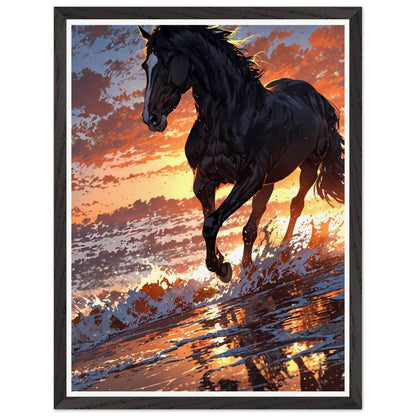 Affiche Étalon Noir Encadrée, cadre noir 45x60 cm