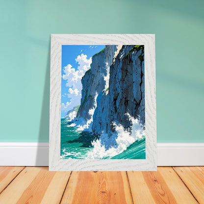 Affiche Falaises de Craie Blanche Encadrée, cadre blanc 15x20 cm