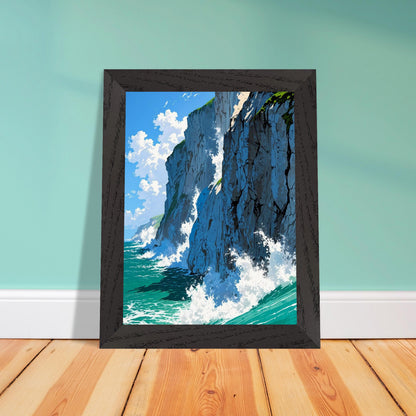 Affiche Falaises de Craie Blanche Encadrée, cadre noir 15x20 cm
