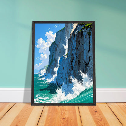 Affiche Falaises de Craie Blanche Encadrée, cadre noir 45x60 cm