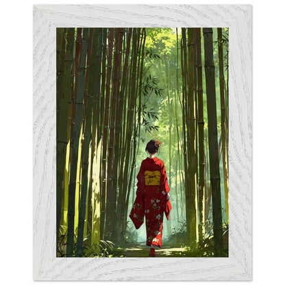 Affiche Femme en kimono Encadrée, cadre blanc 15x20 cm