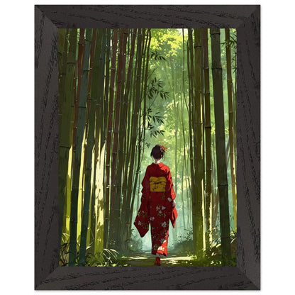 Affiche Femme en kimono Encadrée, cadre noir 15x20 cm