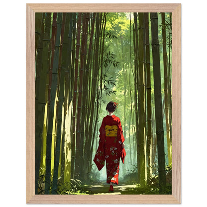 Affiche Femme en kimono Encadrée, cadre bois 30x40 cm