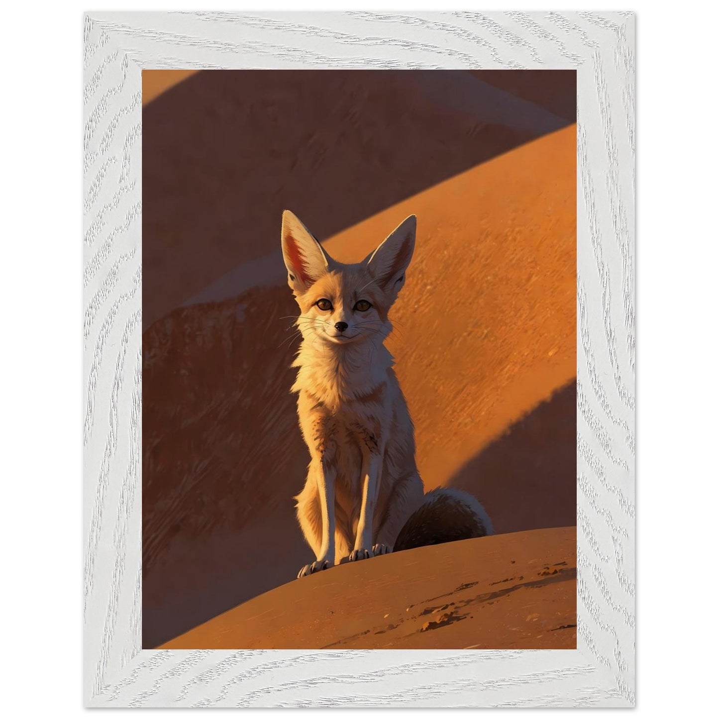 Affiche Fennec Encadrée, cadre blanc 15x20 cm