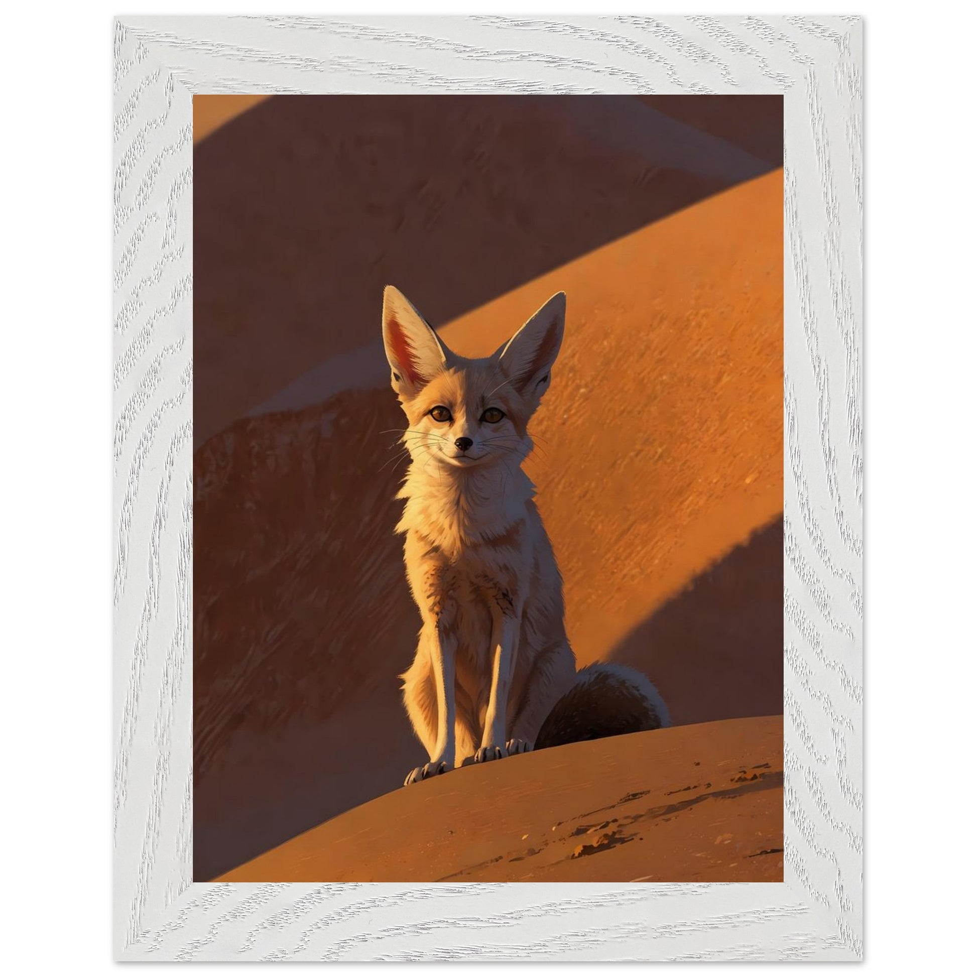 Affiche Fennec Encadrée, cadre blanc 15x20 cm