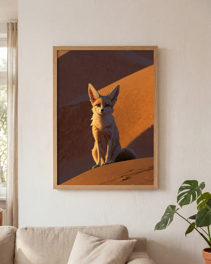 Affiche Fennec Encadrée, mockup en situation dans un interieur, Muchimura