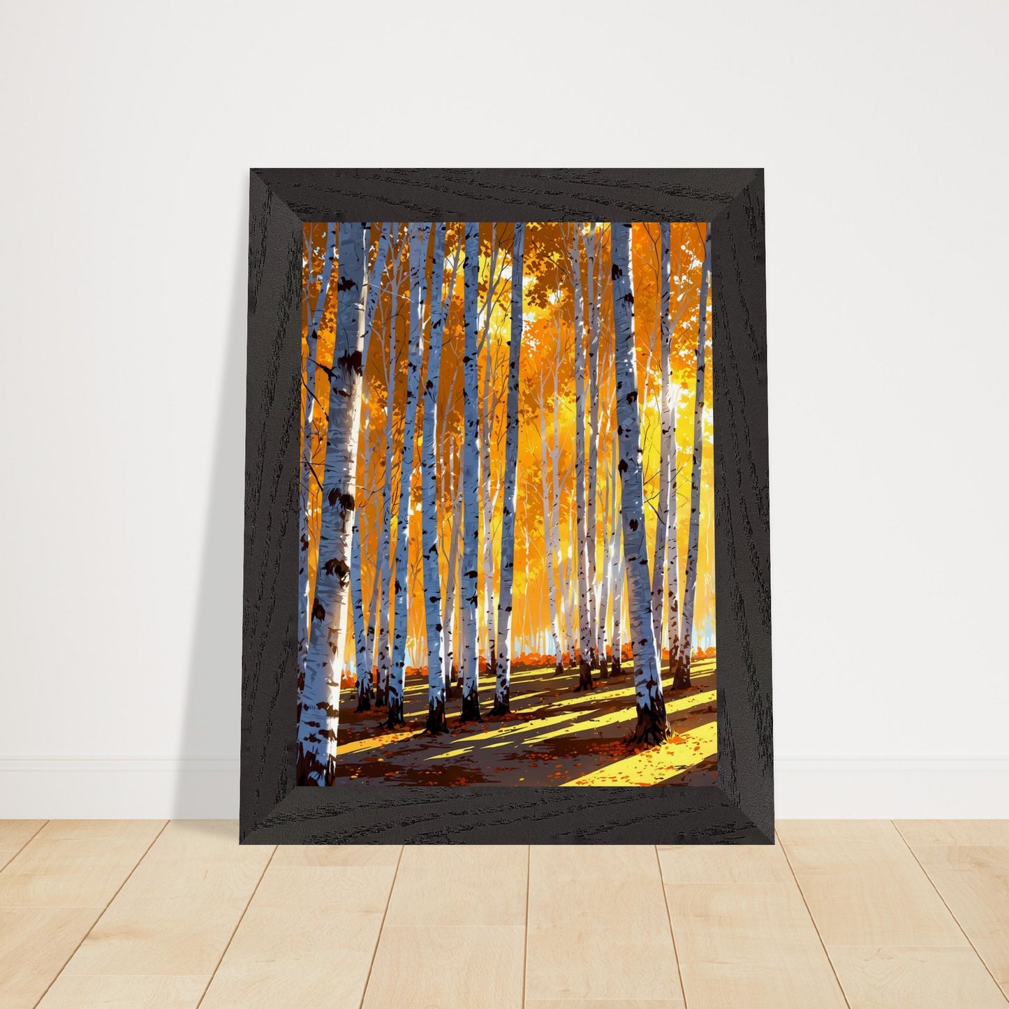 Affiche Forêt de bouleaux en automne Encadrée, cadre noir 15x20 cm