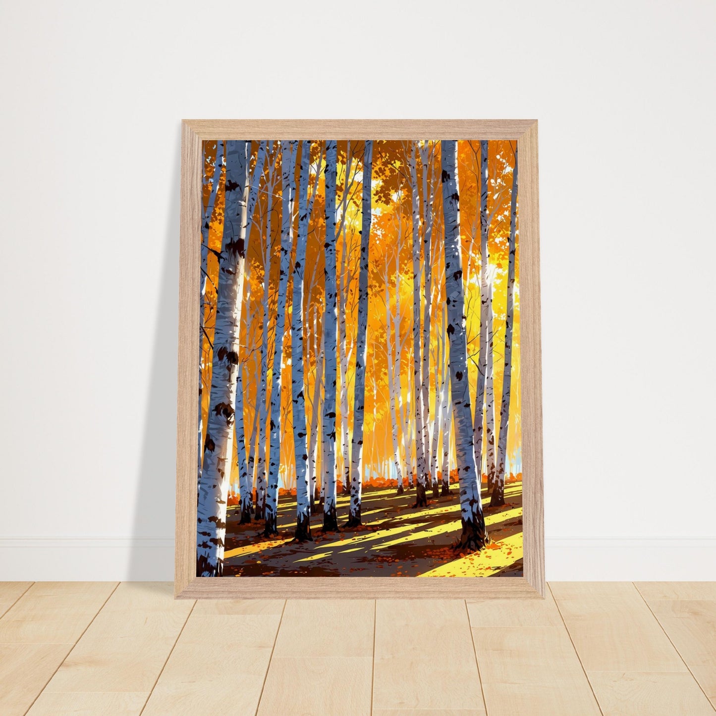Affiche Forêt de bouleaux en automne Encadrée, cadre bois 30x40 cm