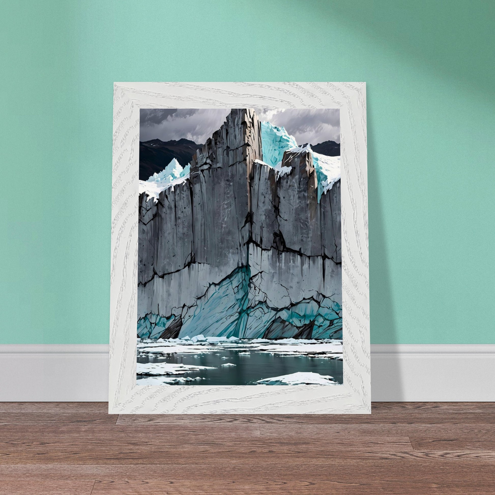 Affiche Glacier bleu Encadrée, cadre blanc 15x20 cm