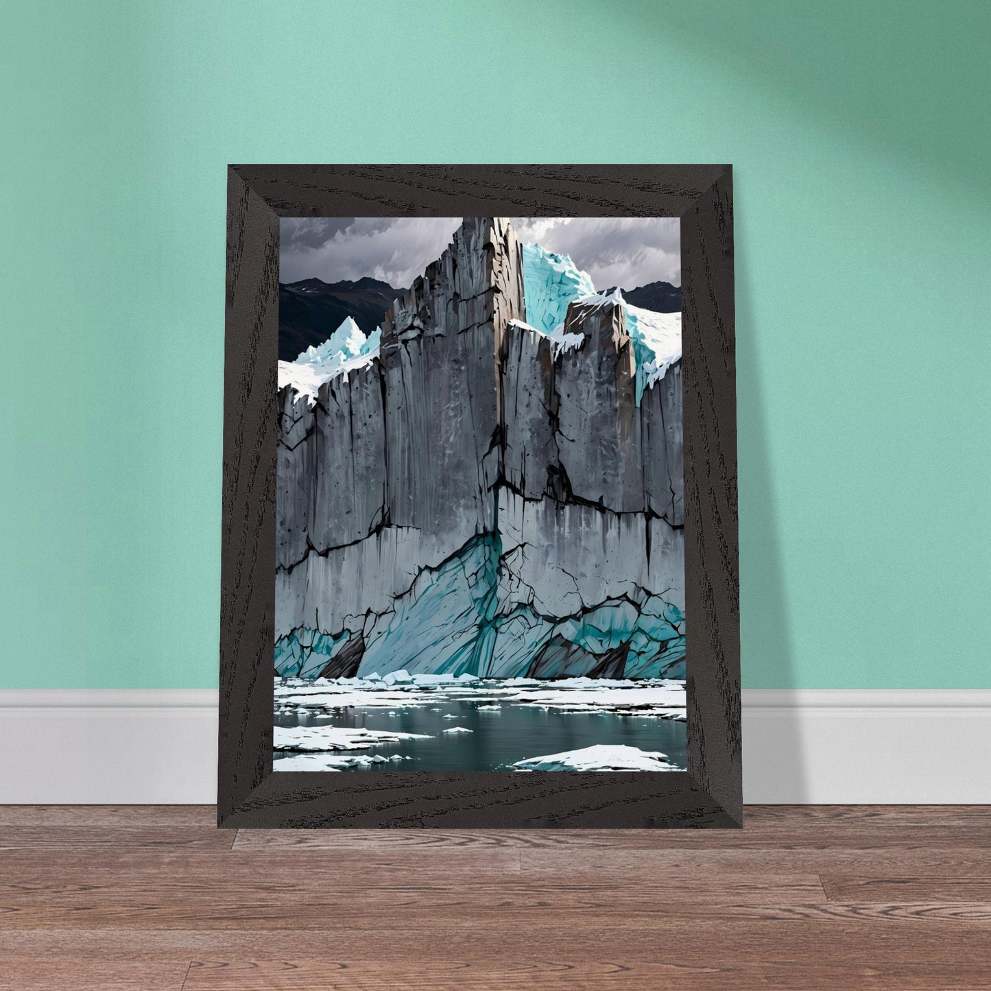 Affiche Glacier bleu Encadrée, cadre noir 15x20 cm