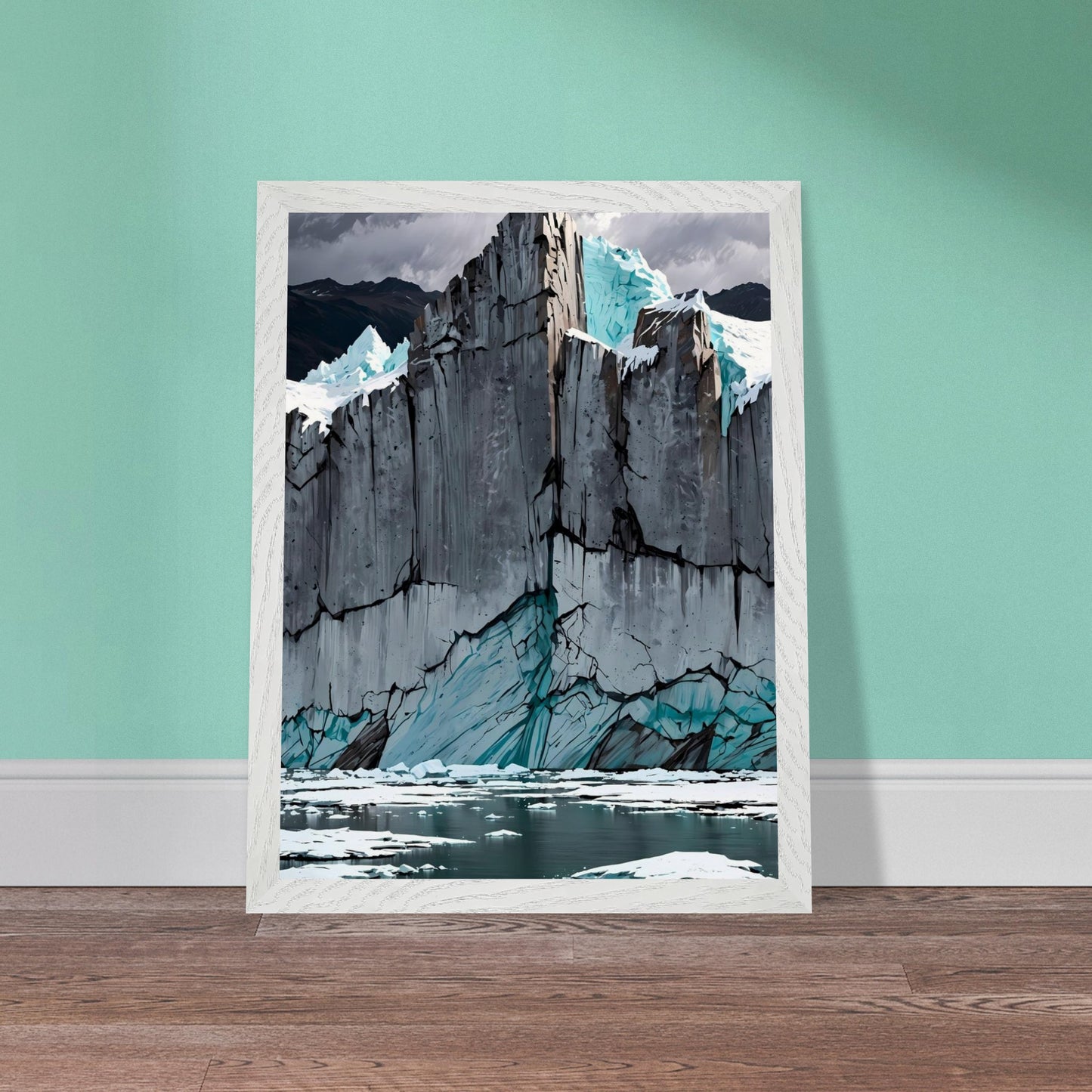 Affiche Glacier bleu Encadrée, cadre blanc 30x40 cm