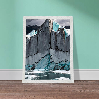 Affiche Glacier bleu Encadrée, cadre blanc 30x40 cm