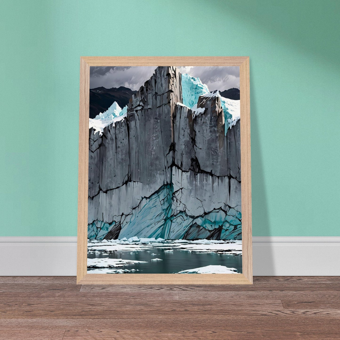 Affiche Glacier bleu Encadrée, cadre bois 30x40 cm