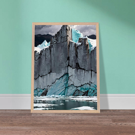Affiche Glacier bleu Encadrée, cadre bois 45x60 cm