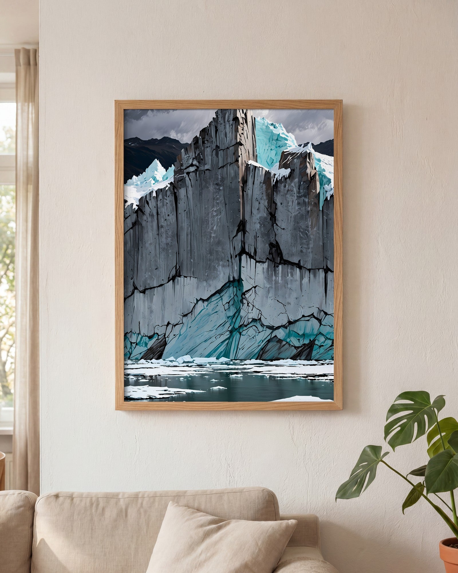 Affiche Glacier bleu Encadrée, mockup en situation dans un interieur, Muchimura