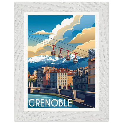 Affiche Grenoble - Encadrée, cadre blanc 15x20 cm