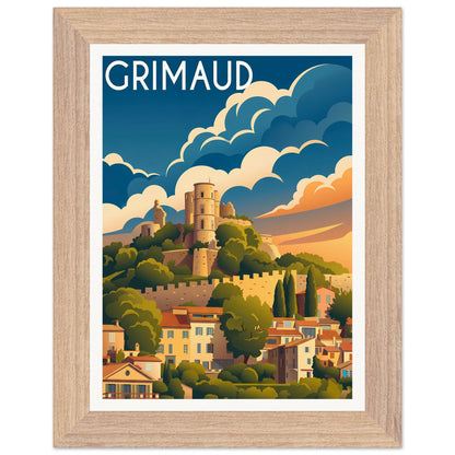 Affiche Grimaud - Encadrée, cadre bois 15x20 cm