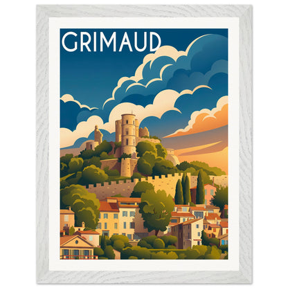 Affiche Grimaud - Encadrée, cadre blanc 30x40 cm