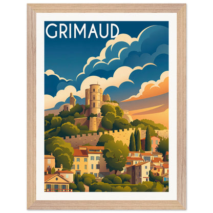 Affiche Grimaud - Encadrée, cadre bois 30x40 cm