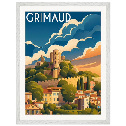 Affiche Grimaud - Encadrée, cadre blanc 45x60 cm