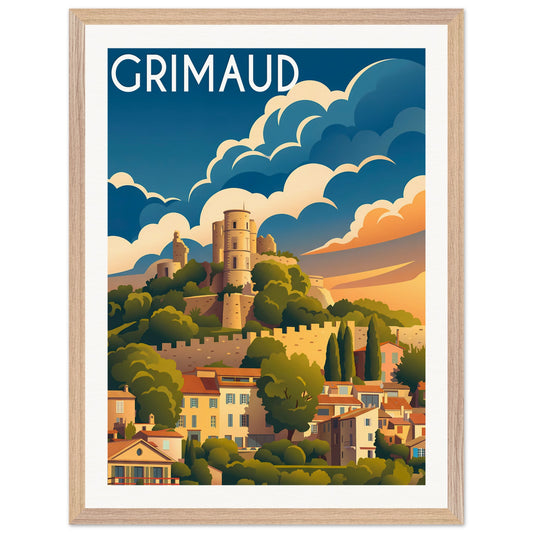 Affiche Grimaud - Encadrée, cadre bois 45x60 cm