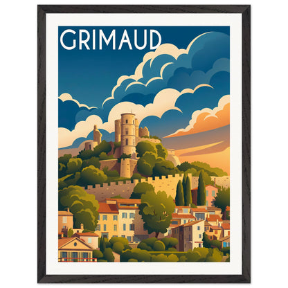 Affiche Grimaud - Encadrée, cadre noir 45x60 cm