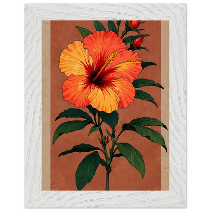 Affiche Hibiscus rouge tropical Encadrée, cadre blanc 15x20 cm