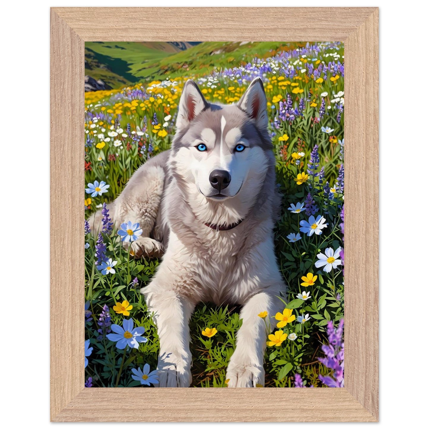 Affiche Husky sibérien Encadrée, cadre bois 15x20 cm