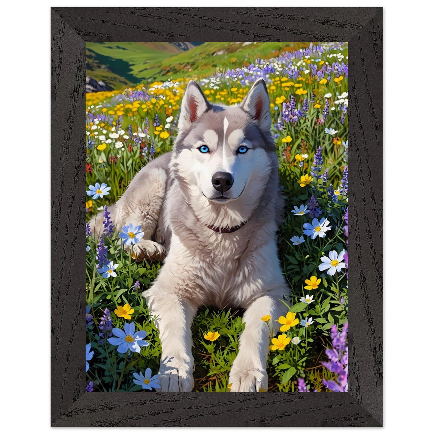 Affiche Husky sibérien Encadrée, cadre noir 15x20 cm