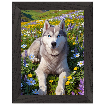 Affiche Husky sibérien Encadrée, cadre noir 15x20 cm