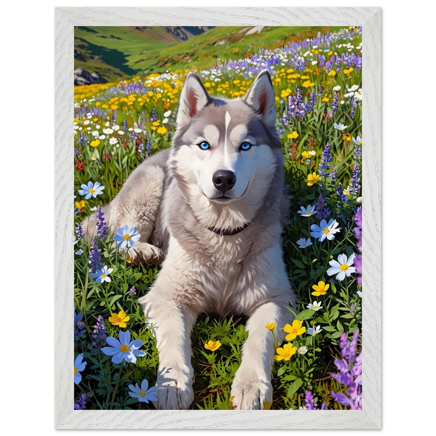 Affiche Husky sibérien Encadrée, cadre blanc 30x40 cm