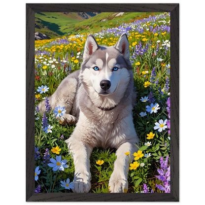 Affiche Husky sibérien Encadrée, cadre noir 30x40 cm
