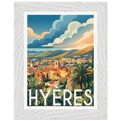 Affiche Hyères - Encadrée, cadre blanc 15x20 cm