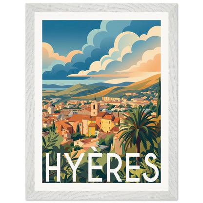 Affiche Hyères - Encadrée, cadre blanc 30x40 cm