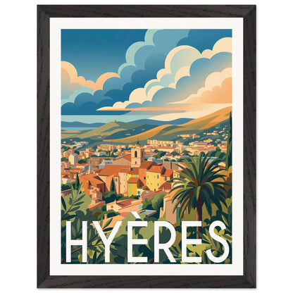 Affiche Hyères - Encadrée, cadre noir 30x40 cm