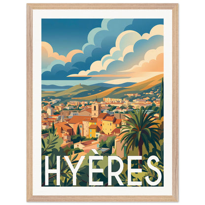Affiche Hyères - Encadrée, cadre bois 45x60 cm