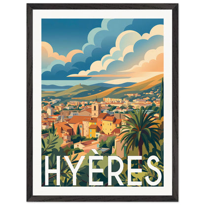 Affiche Hyères - Encadrée, cadre noir 45x60 cm